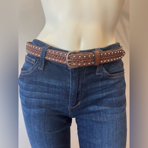 Accessories - Women’s Brown Studded genuine Leather Belt fits  29”-32”